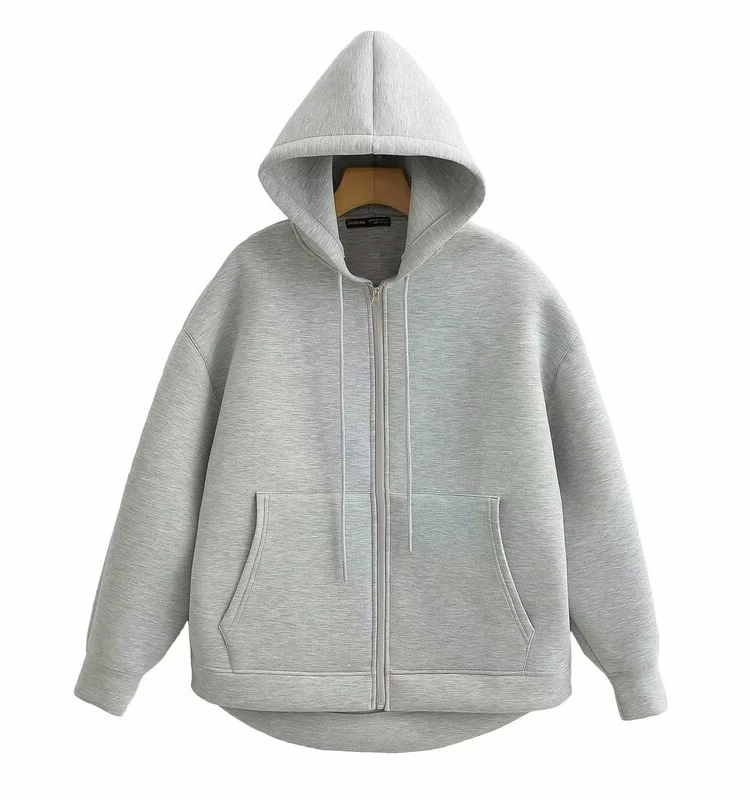 

Bla Long Sve Loose Zipper Hoodie Women's Casual Versatile Autumn Winter New Sle Commute Sle Regular Length Hoodie