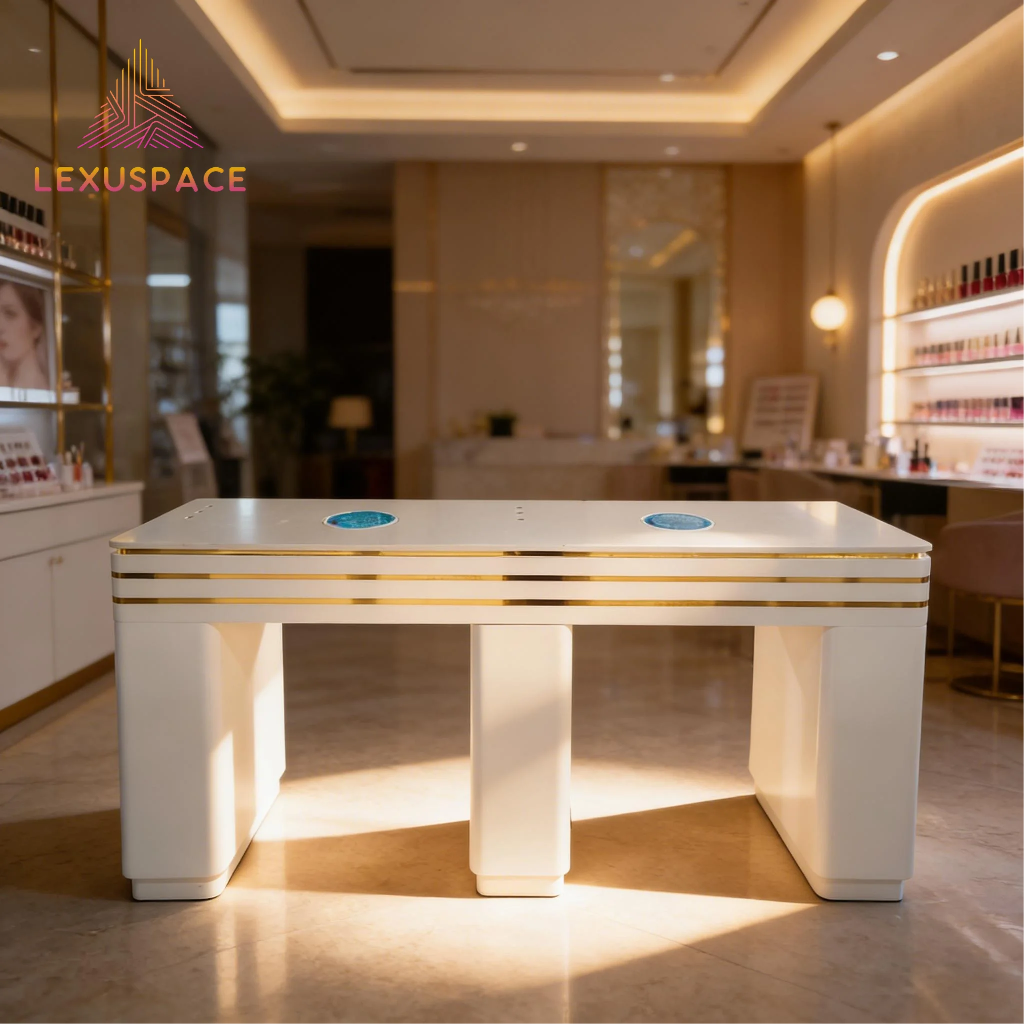 Modern Design Customizable Length Wood Manicure Table Nail Tech Desk with Dust Collector for Nail Salon