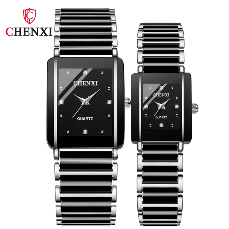 CHENXI 104A Couple Quartz Watches Men Women Black White Ceramic Luxury WristWatch Male Ladies Watch Lover Gift Relogio Masculino