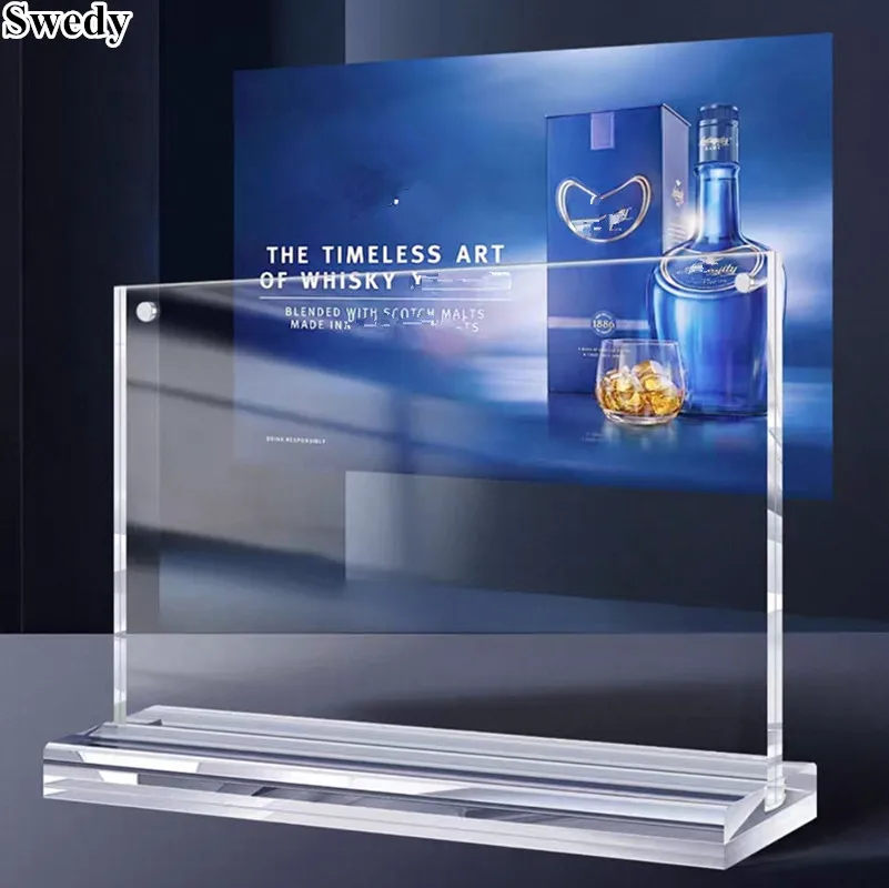 A5 14.8X21cm Magnetic Acrylic Sign Holder T Shape Double-Sided Desktop Menu Holder Price Label Holder Display Stand