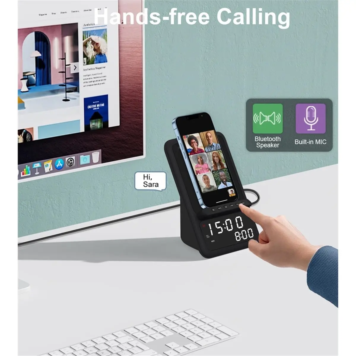 

Y69A Wireless Charging Station with Bluetooth Speaker and Alarm Clock,Wireless Charger for IPhone,Android Phones