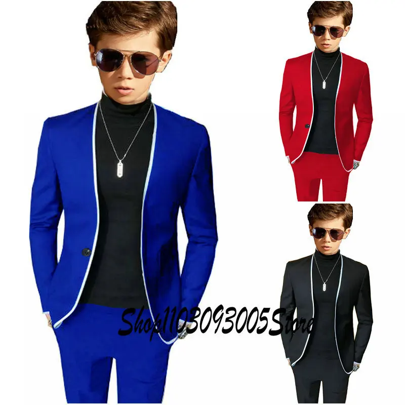 

Royal Blue Suit for Boys Wedding Tuxedo Fashion Style Jacket Pants 2 Piece Kids Fashion Party Dress Slim Fit Child Clothes