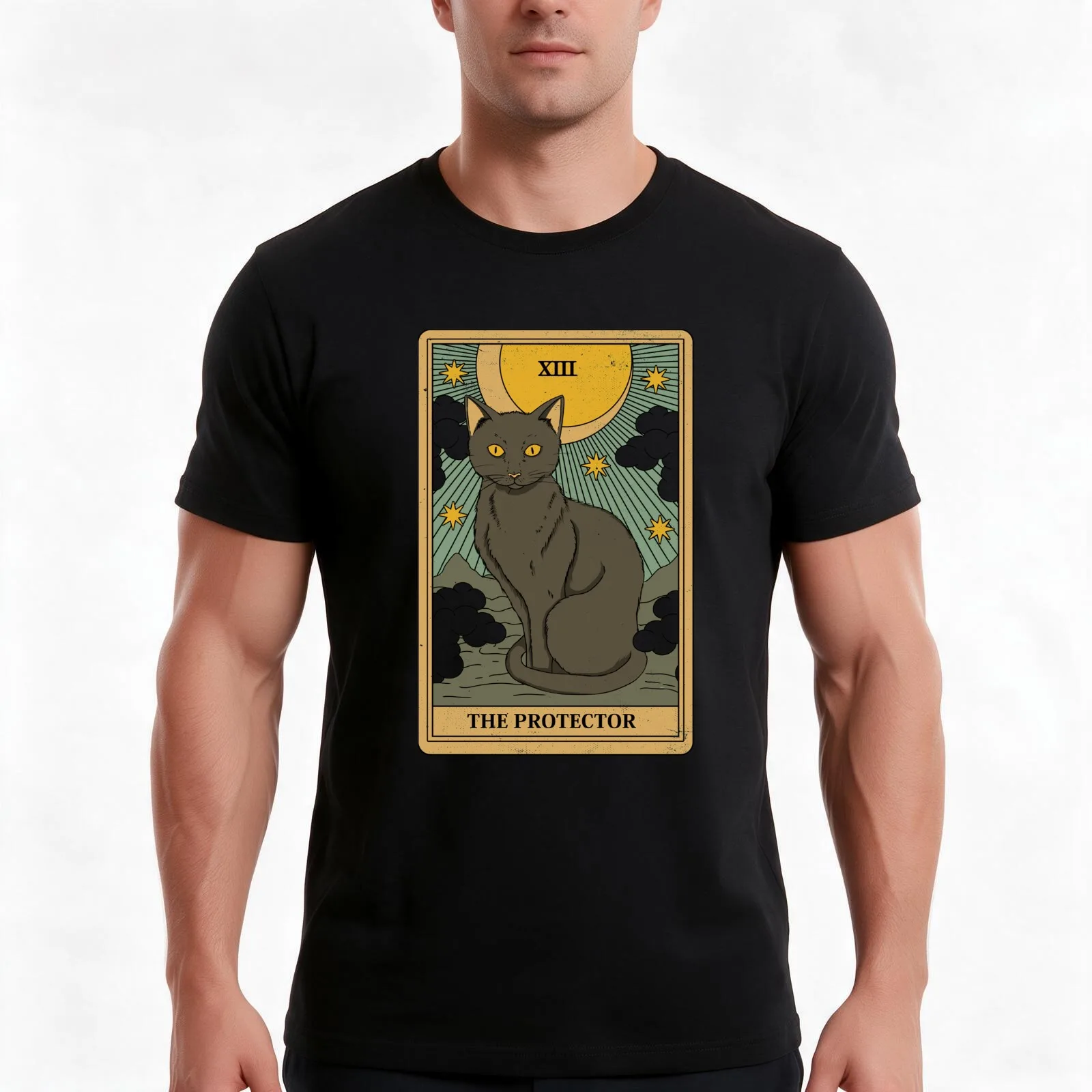 The Protector T-Shirt, Summer Casual Cotton Tee, Oversized Streetwear Tops, Vintage Graphic Print, Loose Fit Short Sleeve