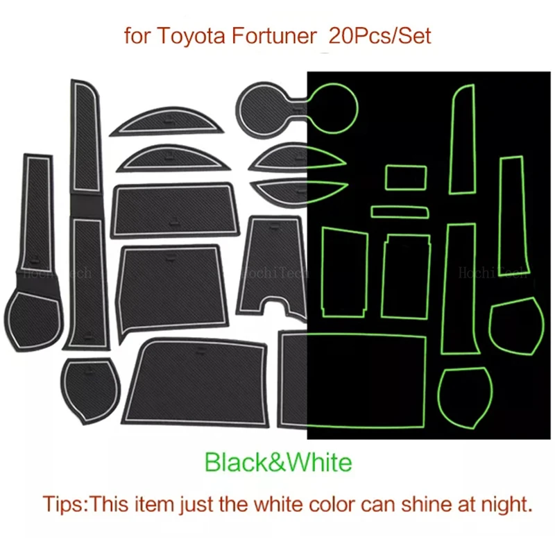 Rubber Anti-slip Mat Door Groove Cup pad Gate slot Coaster Interior for Toyota Fortuner SW4 SR5 AN150 AN160 2016-2020