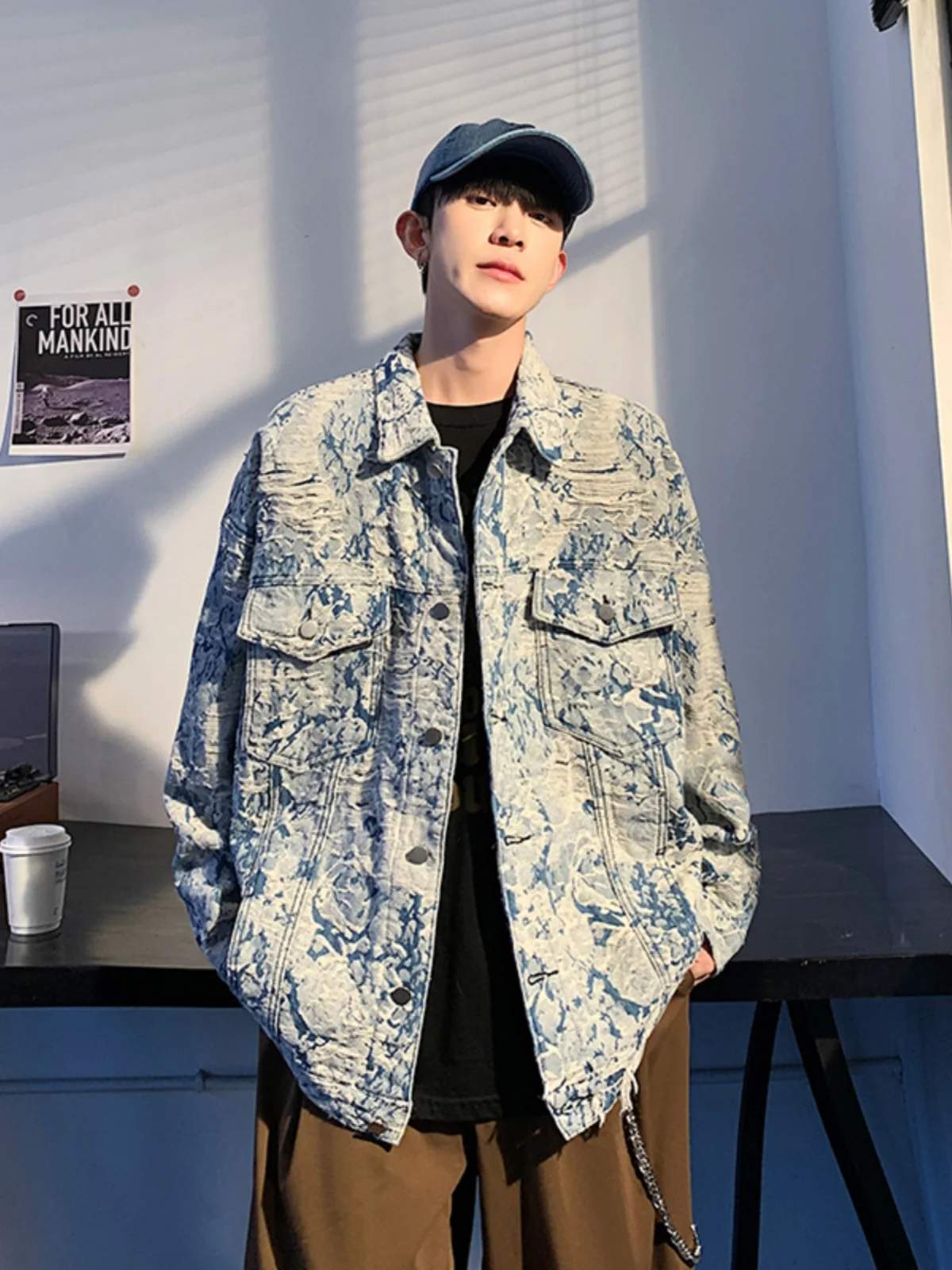 

Waed Denim Jaet Men's Spring Autumn Sle American Trendy Vintage Embroidery High Sensation Jeans irt