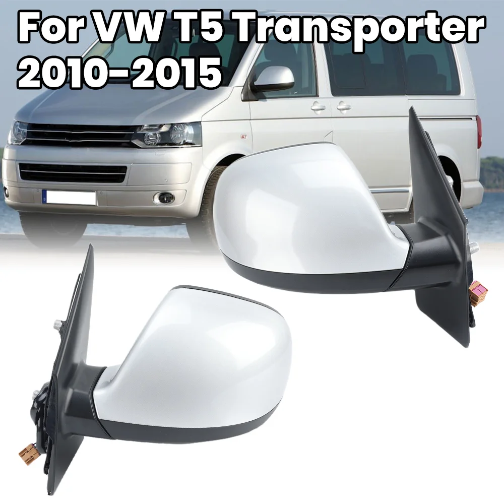 

7 Wires Side Door Mirror Assembly For Volkswagen T5 TRANSPORTER 2010 2011-2015 Silver Gray Heated Power Folding Car Accessories
