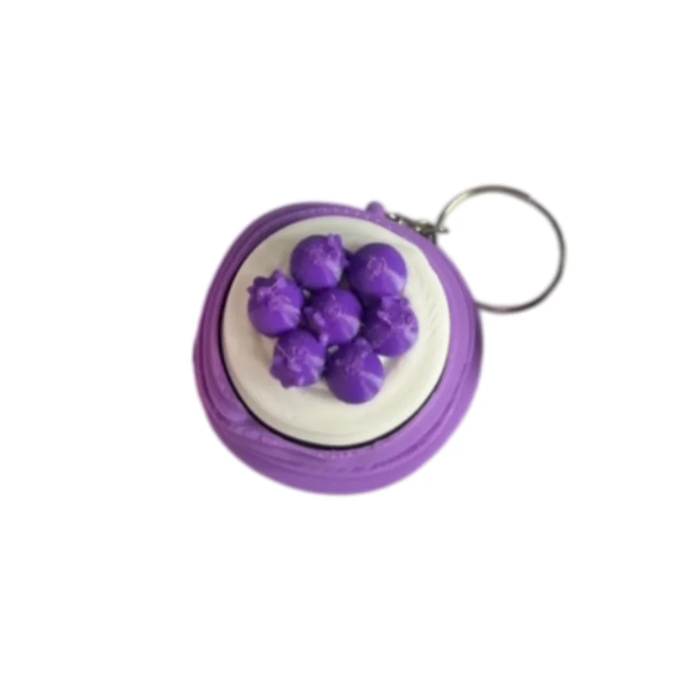 Keyring 3D Printed Clicker Key chain Simulated Cute Funny Cake Clicker Fidget Push Button Cartoon Keyboard Fidget Bag Charm