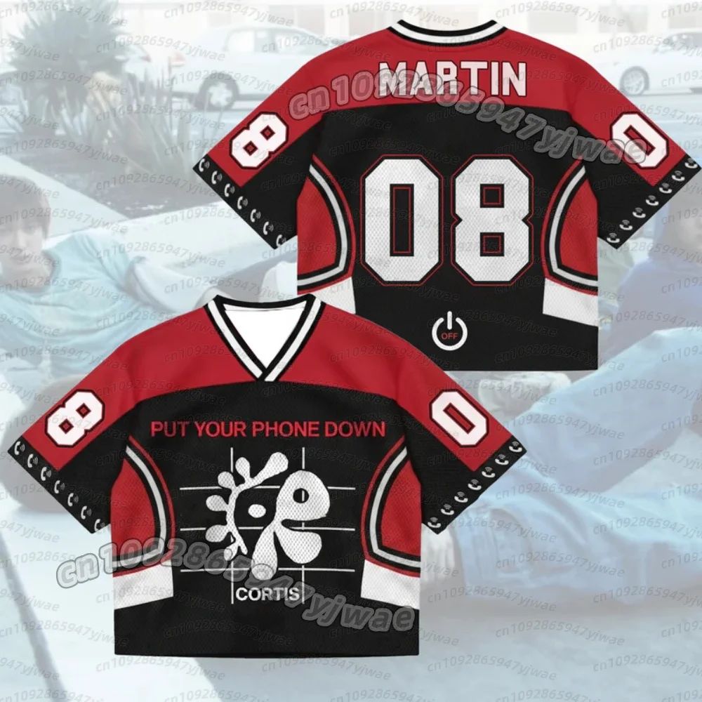 26 t-shirts unisexe à col en V en jersey de maille mixte, très demandés, pour fans de Martin Jame, avec le slogan 'Put Your Phone Down Cortis Tour'