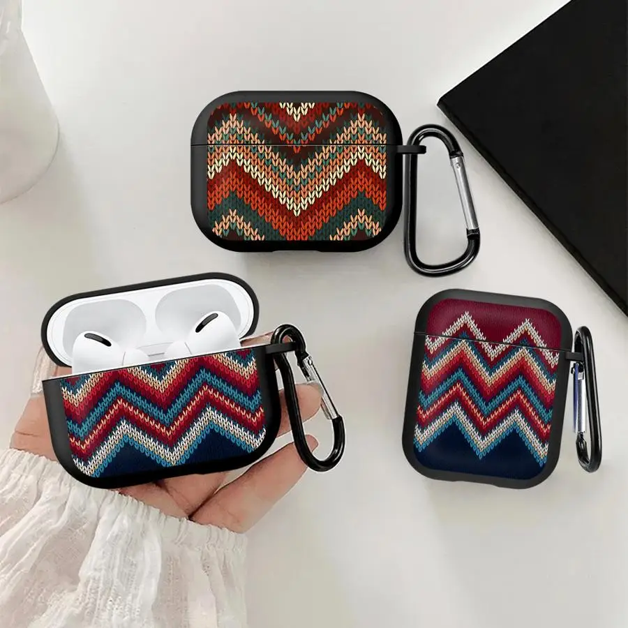Custodie Per Auricolari In Tessuto A Righe Per Airpods Pro3, Pro2, 4, Pro 2, 1, 3-image