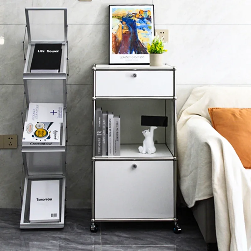 Modern stainless steel USM cabinet, dining side cabinet, living room display cabinet, sofa side , household storage cabin