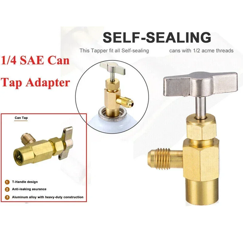 Exchange Brass Faucet 7/16-20 Connector Self-Sealing Refrigerantion Opener A/C Can Tap Tapper Adapter Dispensing Valve