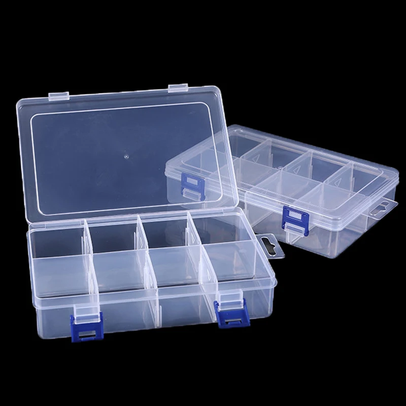 Transparent Plastic Storage Box, 8 Grids Multifunctional Organizer for Screws and Electronic Components, 20*13.5*4.5cm