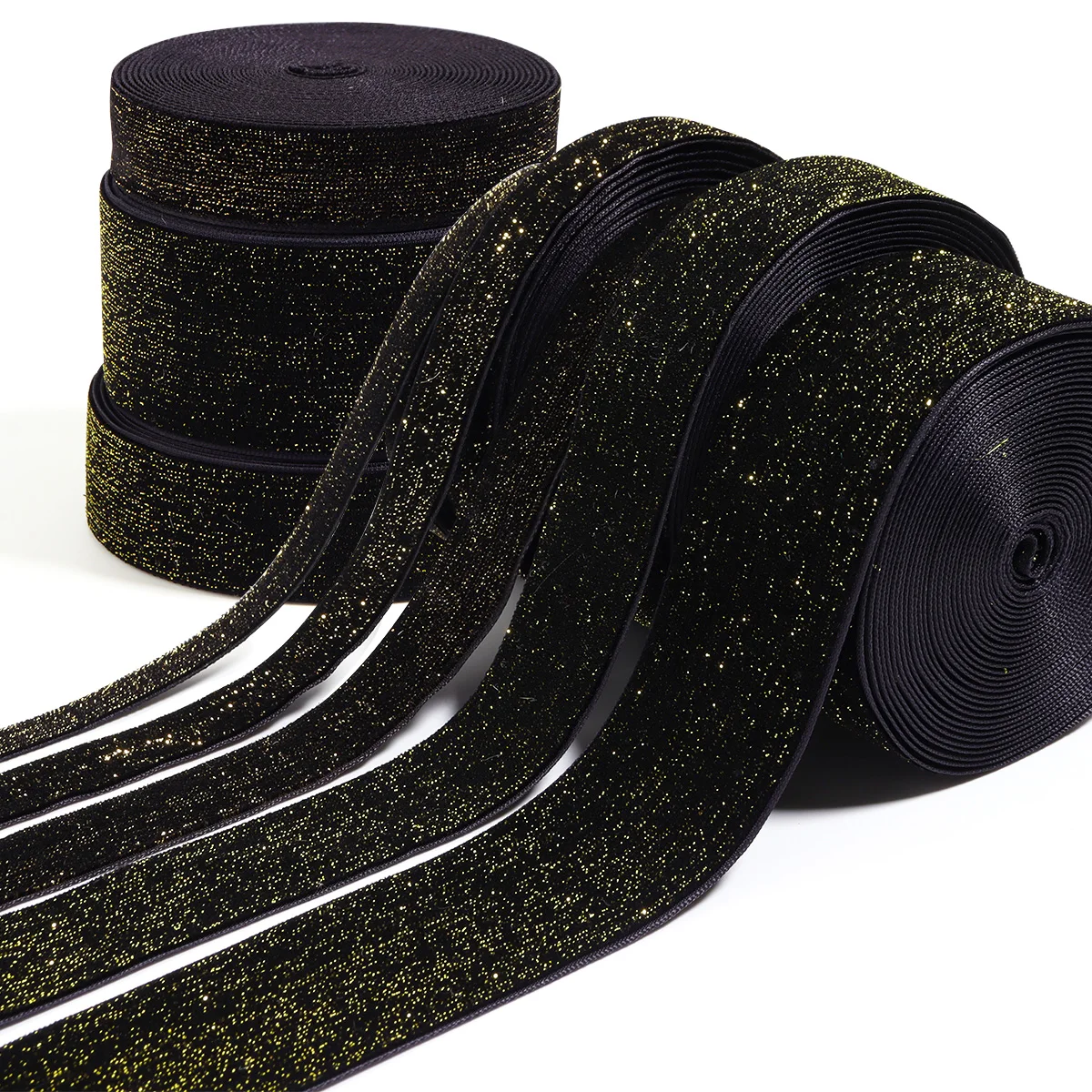 5 yards/roll Velvet Ribbon 10/16/20/25/38mm Single Face Satin Ribbon Gold Glitter for Gifts Wrapping Sewing Christmas Decoration