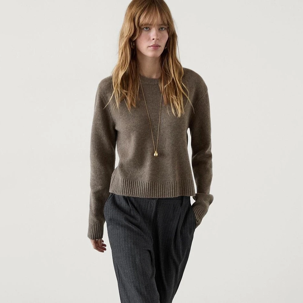 Ethereal Traf Md 2026 YAZHIMEI Autumn New Style of Women's Casual Lazy Soft and Plush Round-neck Long-sleeved Knitted Sweater