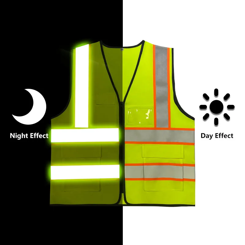 KA-D01 Safety Reflective Vest Construction Multi-pocket Reflective Jacket Multi-function Warning