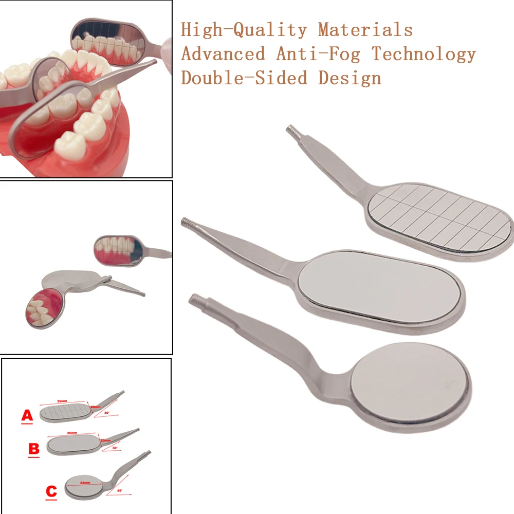 

Anti-Fog Rhodium Dental Mouth Mirrors, Reusable Long Shape Oral Reflectors, High-Quality Dental Tools for Dentists & Clinics