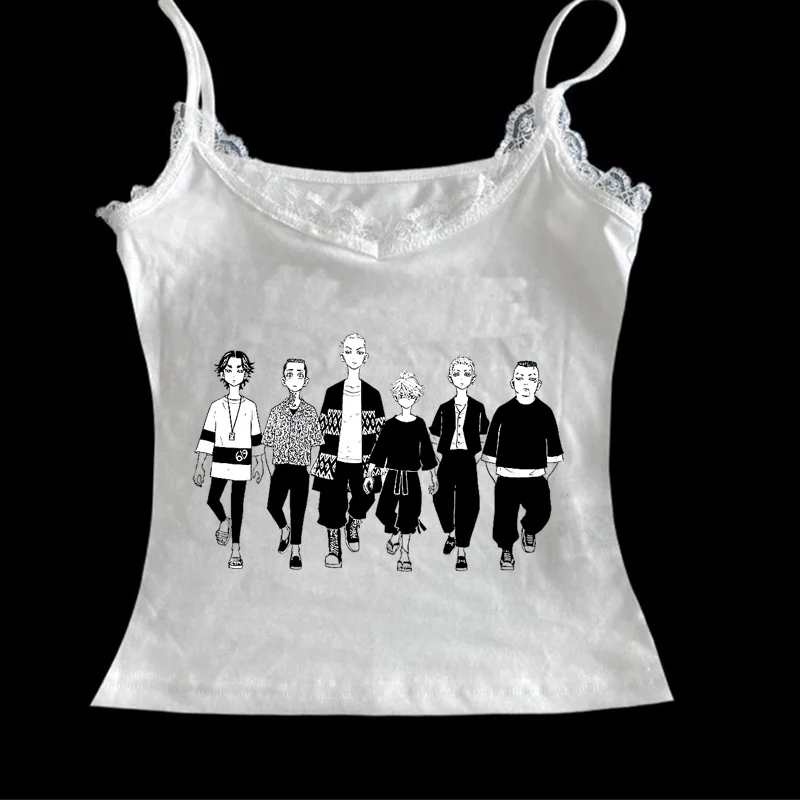 

Summer Aesthetic Sweet Style Sexy Gothic Sleeveless Top Street Casual Cartoon Print Camisole Tank Harajuku Girls Y2k Clothing