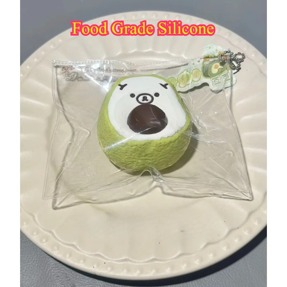 Handmade Premium Avocado Rilakkuma Bear Butter Texture Squeeze Fidget Toy Food Grade Silicone Super Soft Stress Relief view 5