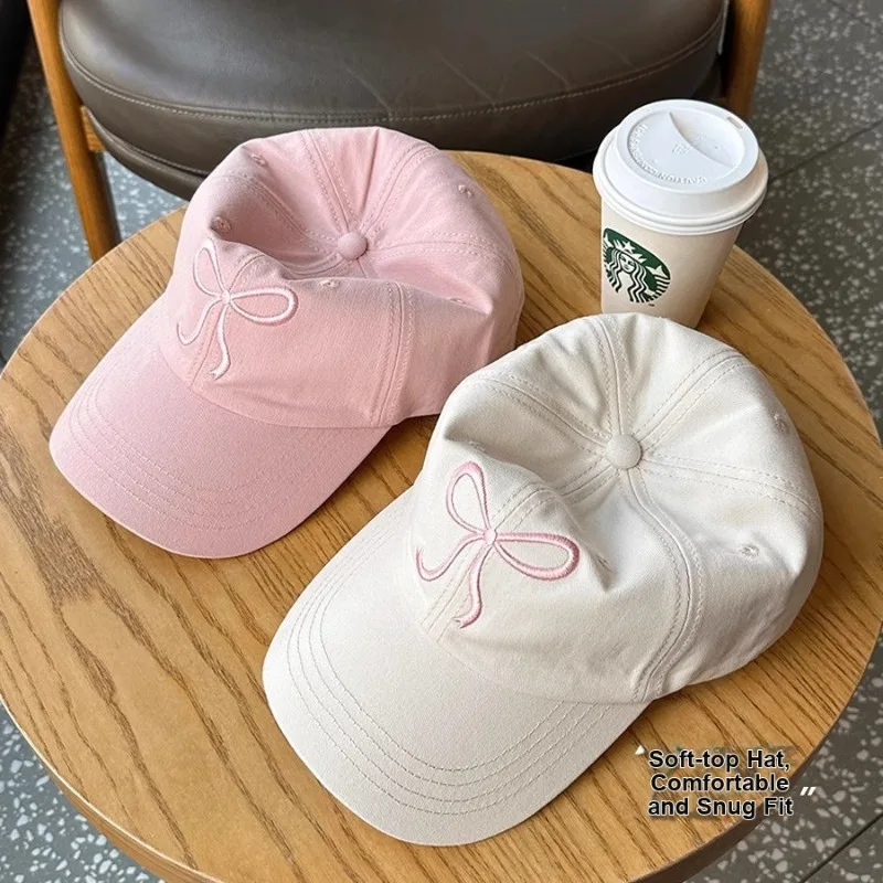 Bowknot Soft Top Baseball Cap Casual Cute Sun Protective Unisex Sunshade Hat for Women Men Daily Outdoor Use