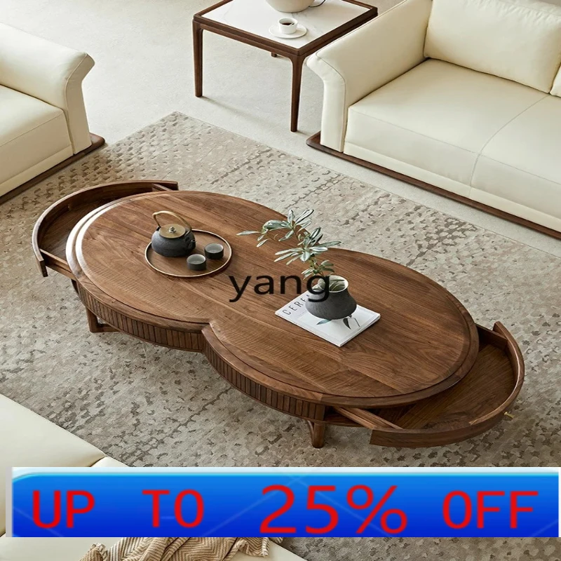 LHH  black walnut coffee table simple creative solid wood storage low table living room home