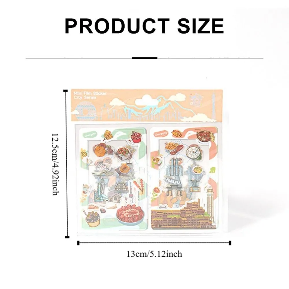 10Pcs/Set PET 3-inch Border Sticker DIY Creative Photo Paper Decoration City Landmark Postcard Decor for /Fujifilm