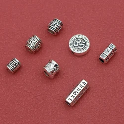 1Pack Religious Tibetan Silver Buddhism Mantras Loose Beads Multi Models Tube/Barrel Spacers DIY Jewelry Women Men Zen Crafts