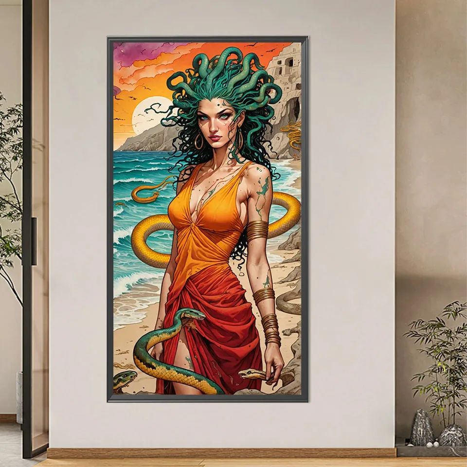 5D DIY Diamond Painting kits Goddess Asura Medusa Snake Crystal Embroidery Cross Stitch Mosaic Art Handicraft Home Decor Gifts