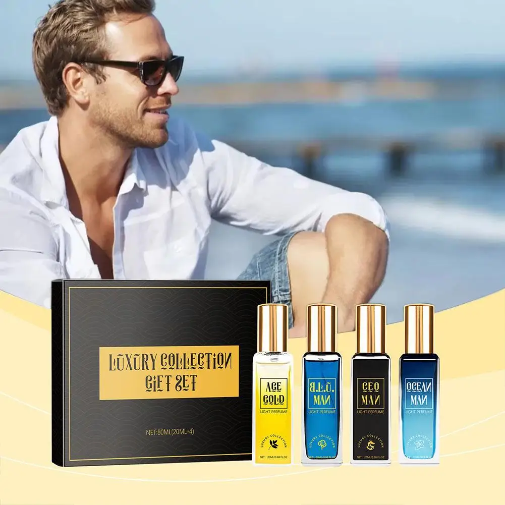 Men Perfume Spray Gift Box Four Piece Set Lasting Fragrance Cologne Ocean Scent Attracting Women Fresh Natural Charming Perfume