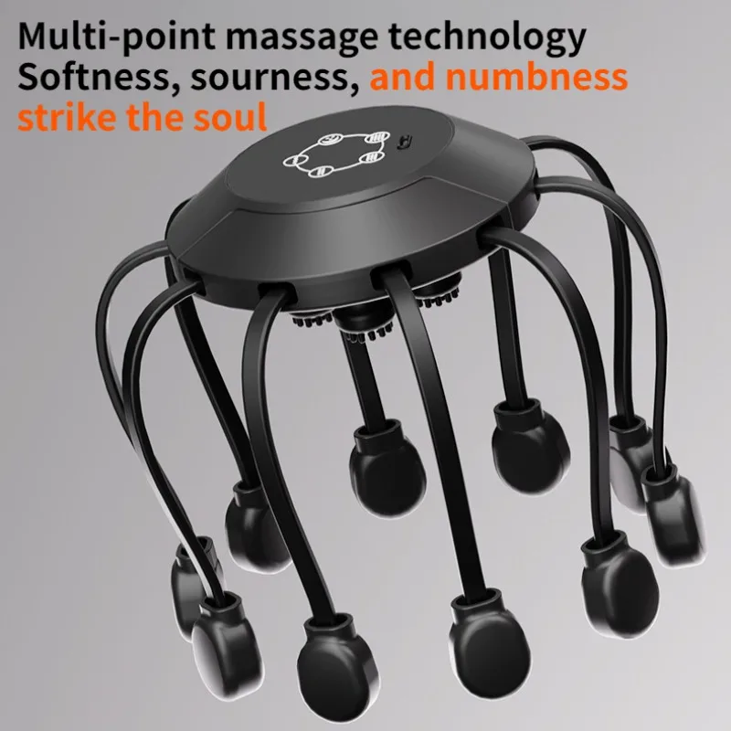Octopus Head Massage Device Wireless Portable Vibration Silicone Head Massages Machines Multifunctional Automatic Massager