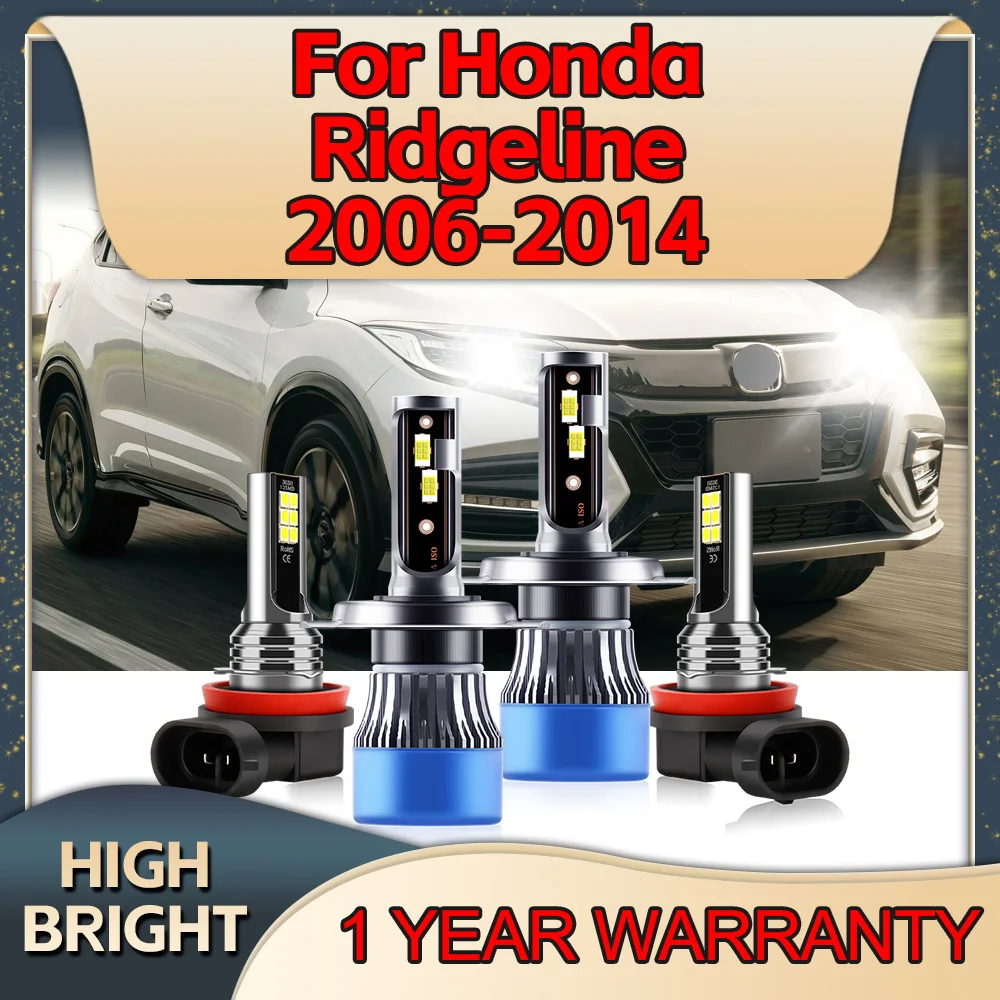 

4Pcs Car Headlight Hi/Lo Beam Light Bulbs Fog Lamp Auto Lamp For Honda Ridgeline 2006 2007 2008 2009 2010 2011 2012 2013 2014