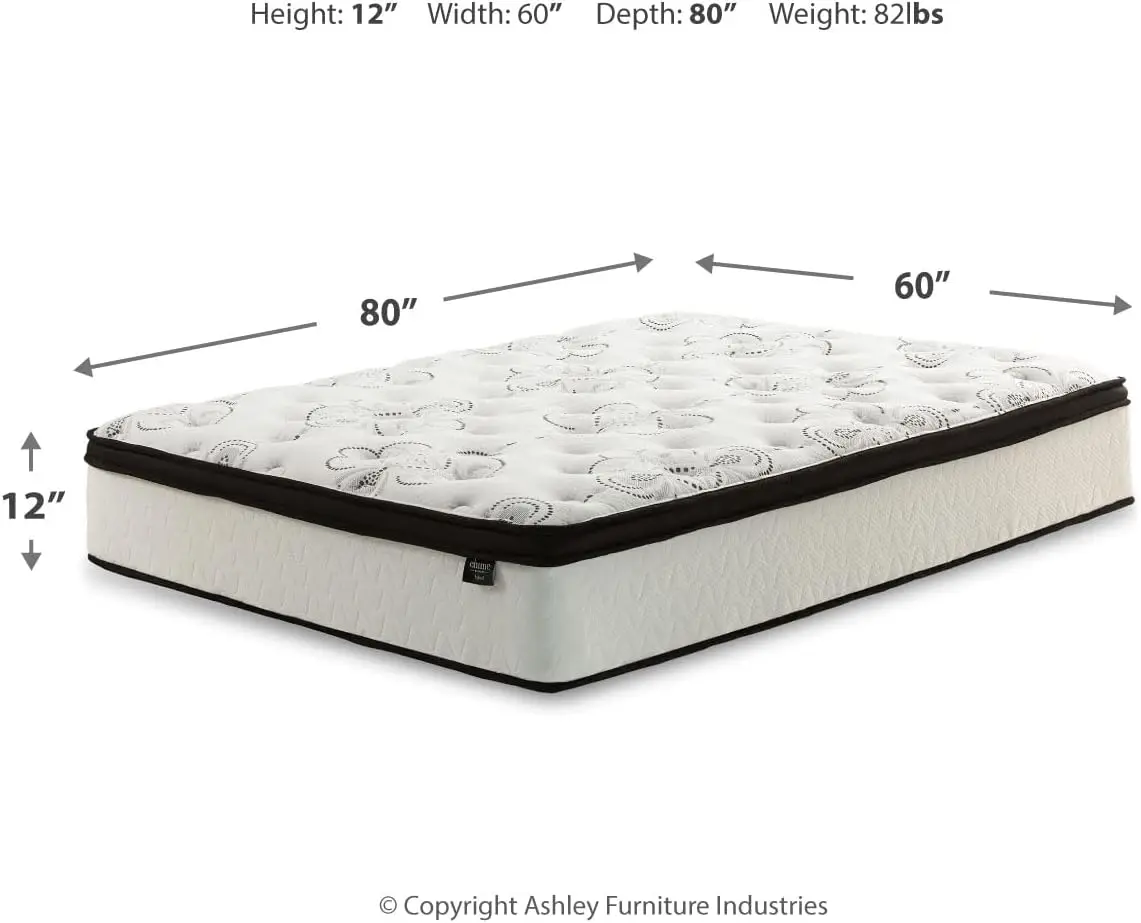 Matelas hybride optimiste moyen avec gel rafraîchissant, mousse à mémoire de forme, taille Queen, tendance e, 12 pouces