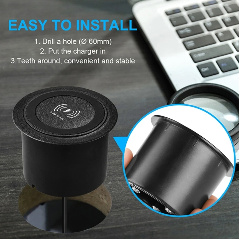 Multifunctional Embedded Charging Pad Solution, 3 In 1 Wireless with Double USB for Everyday Use Phones Tablets