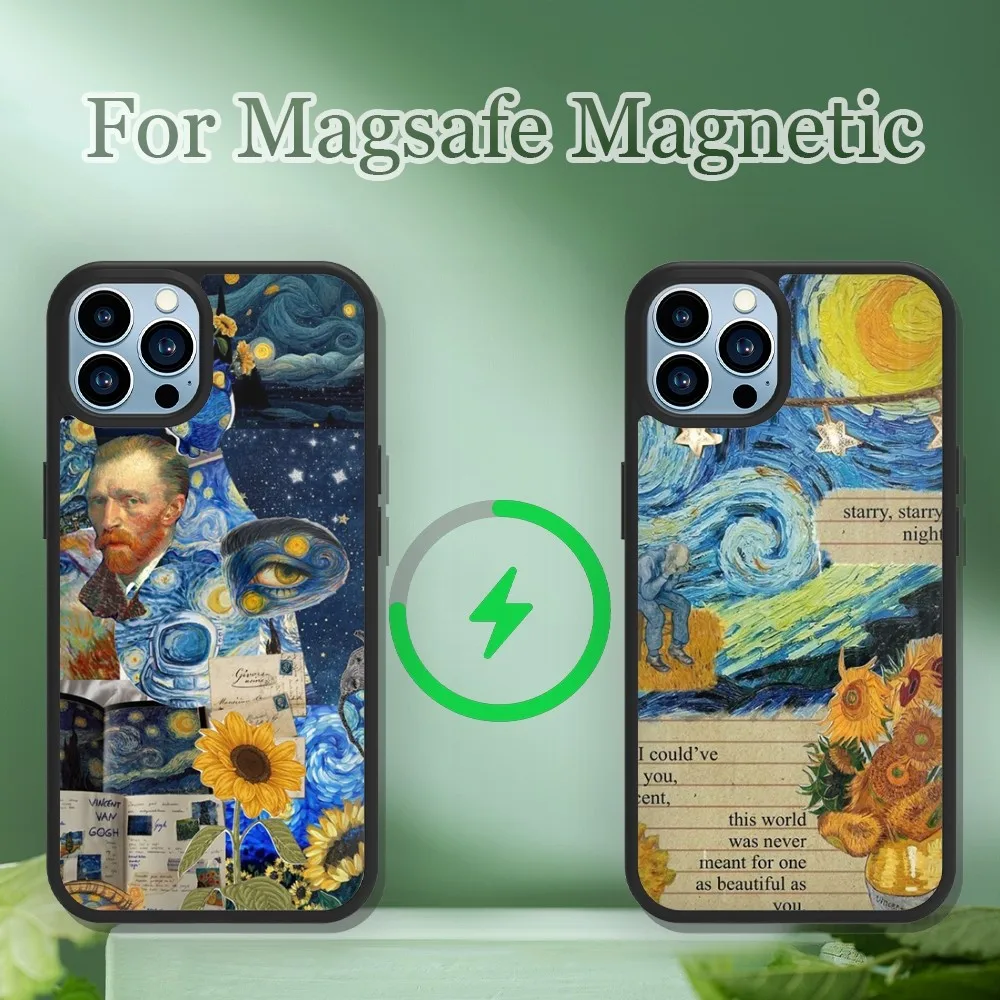 Vincent Willem Van Gogh Art Phone Case For iPhone 13 12 11 14 15 Pro Max Plus Magsafe Magnetic Wireless Charging