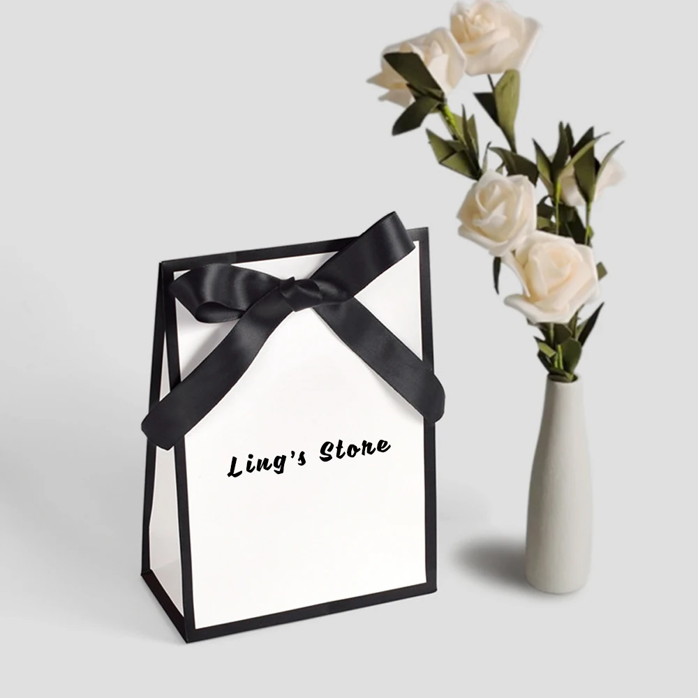 50Pcs 사용자 정의 로고 보석 선물 가방 부티크 포장 종이 Bowknot 핸드백 화장품 향수 반지 귀걸이 팔찌 보관 주머니