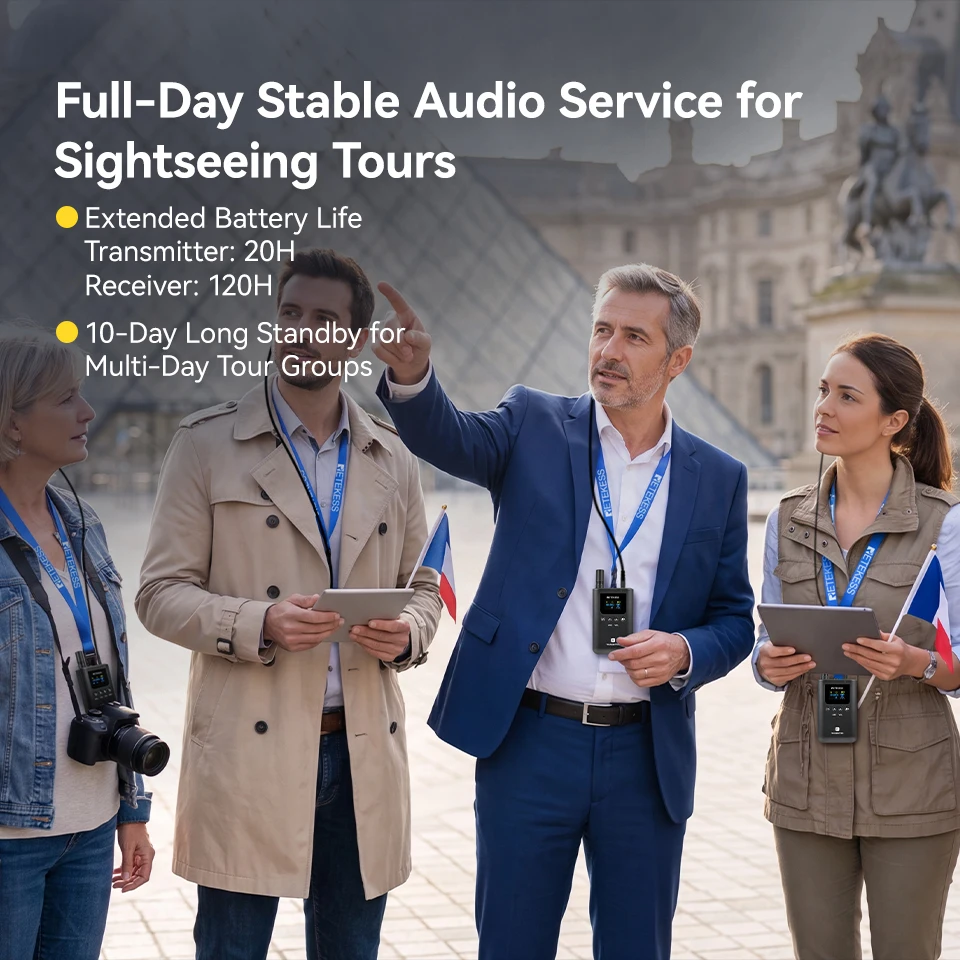 Retekess Tour Guide System TT129 Vollduplex-Kommunikationssystem, kabelloser Audio-Guide, drei Sendermikrofone für Tourismus-Meetings – Detail 18