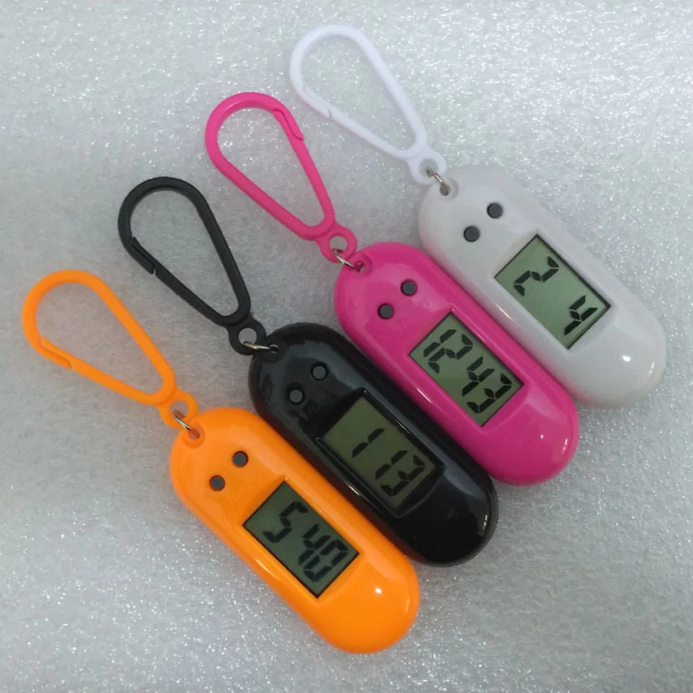 

4pcs Pocket Watch Keychain Simple Digital Clock Keyring For Belt Loop Backpack Gift Premium Electronic Timepiece Easy Read