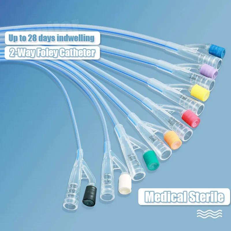 

10Pcs Disposable Medical 2 Way Silicone Urinary Catheter for 8/12/14/16/18/20/22/24 Fr Balloon Catheter Sterile
