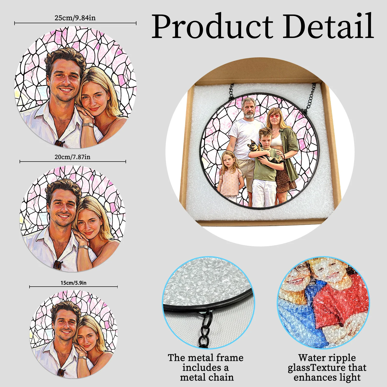 1 pc Personalizar photo Window glass sun catcher hanging with chain For Graduation,Her She,Your Lover,Friends,Bedroom.