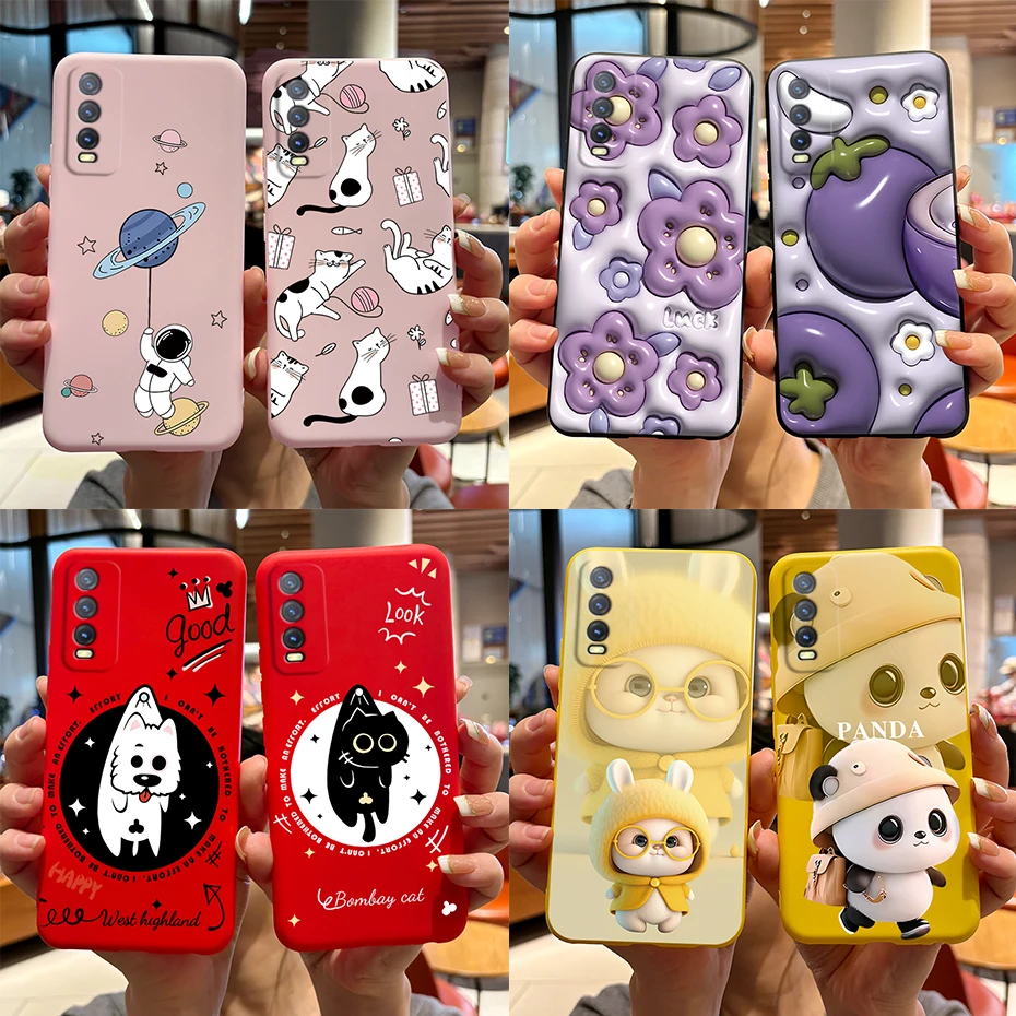 Soft Case For Vivo V2027 Cover Vivo Y11s Y12s Y12a Y20 Y20s Y20i Phone Cases Cute Rabbit Panda Pattern Silicon Capas For Y20 20S