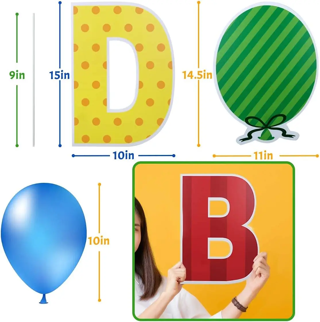 16 Pcs Happy Birthday Yard Sign with Stakes, Personalized Age Plastic Signs with 20 Number Stickers, Bright & Colorful Letters,