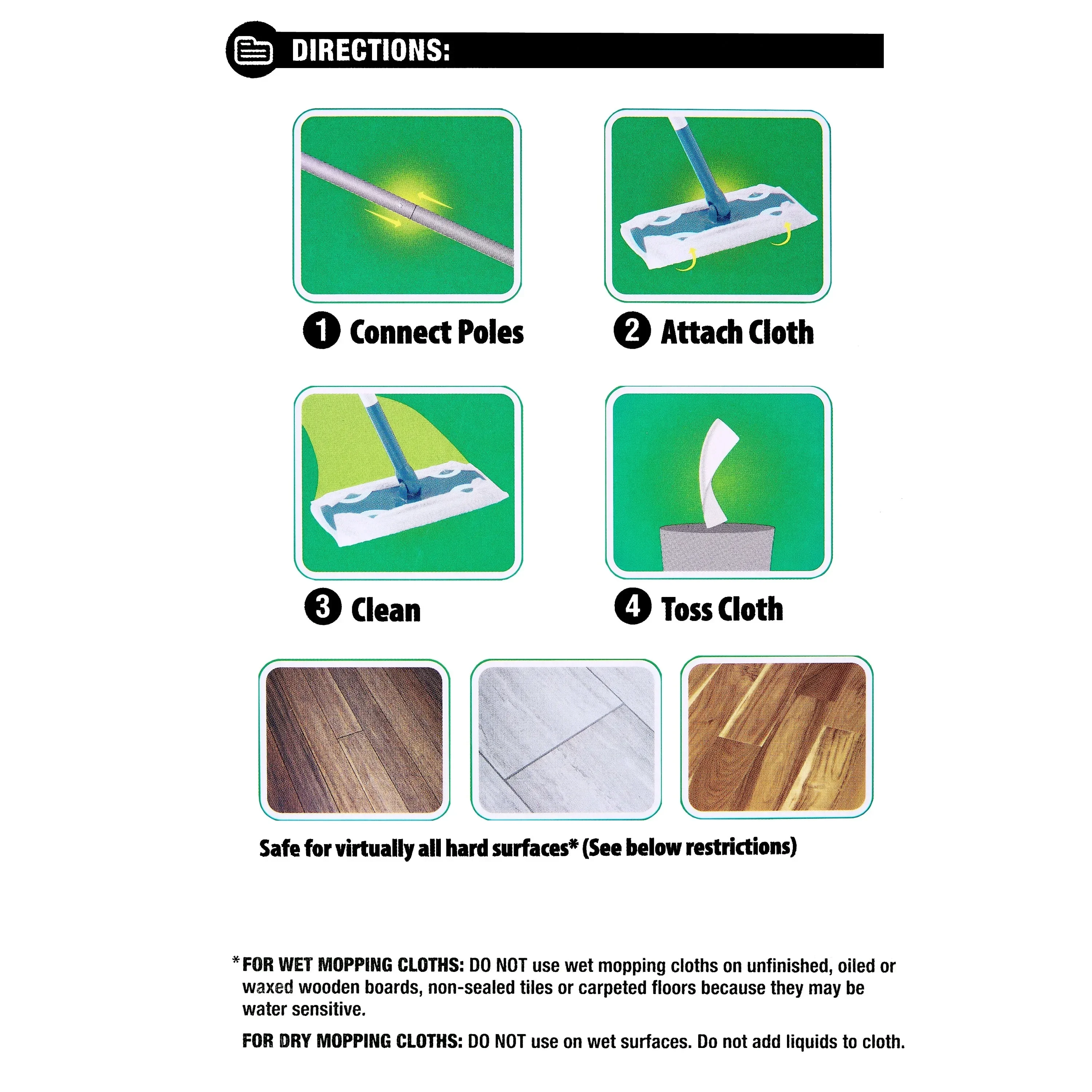 Kit varredor de esfregão seco e úmido, (1 kit de esfregão, 10 recargas de almofada)