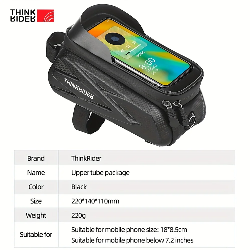 ThinkRider Bike Bag 2L Frame Front Tube Cycling Bag Bicycle Waterproof Phone Case Holder 7 Inches Touchscreen Bag Accessories