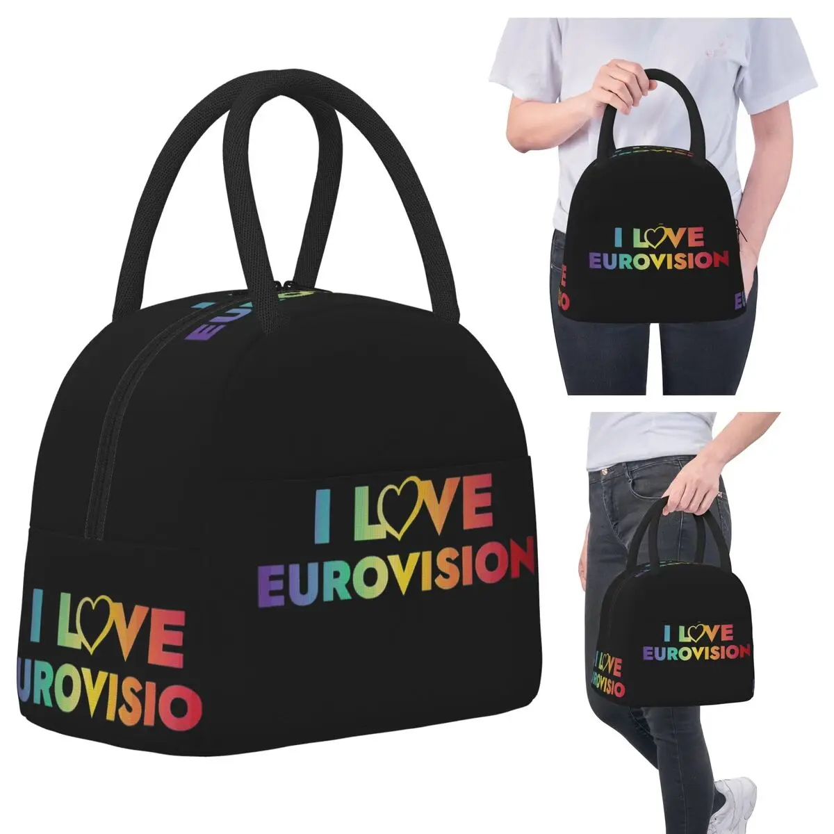 

Сумки для обеда I Love Eurovision, изолированная коробка для бенто, водонепроницаемая сумка для обеда, многоразовые сумки для пикника, термосумка для женщин, студенческой работы