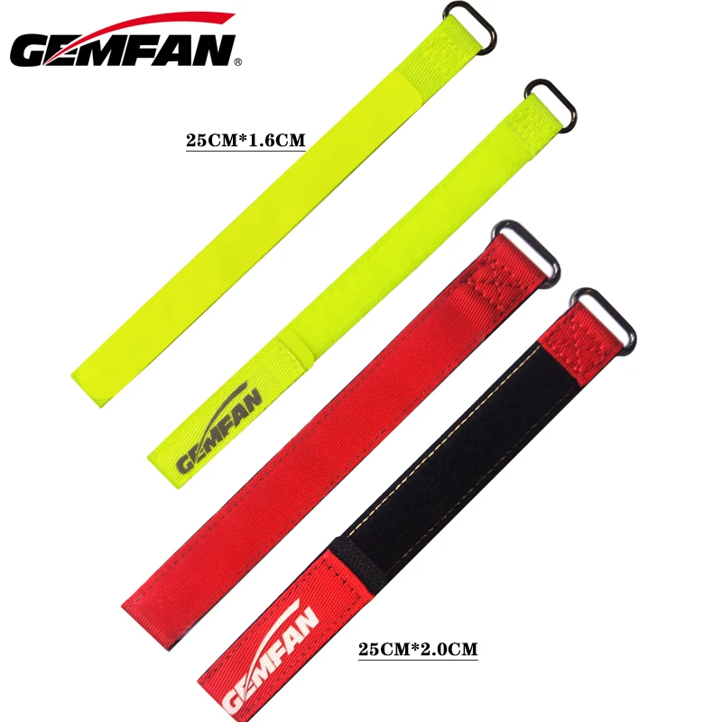 Gemfan-高強度滑り止め織りリポバッテリーストラップ、16x250mm、Fluoyellow、20x250mm、fpvフリースタイルドローン用赤、5個