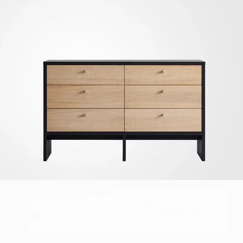 

Nordic wabi-sandy wind solid wood six-bucket cabinet locker modern simple small apartment living room side cabinet