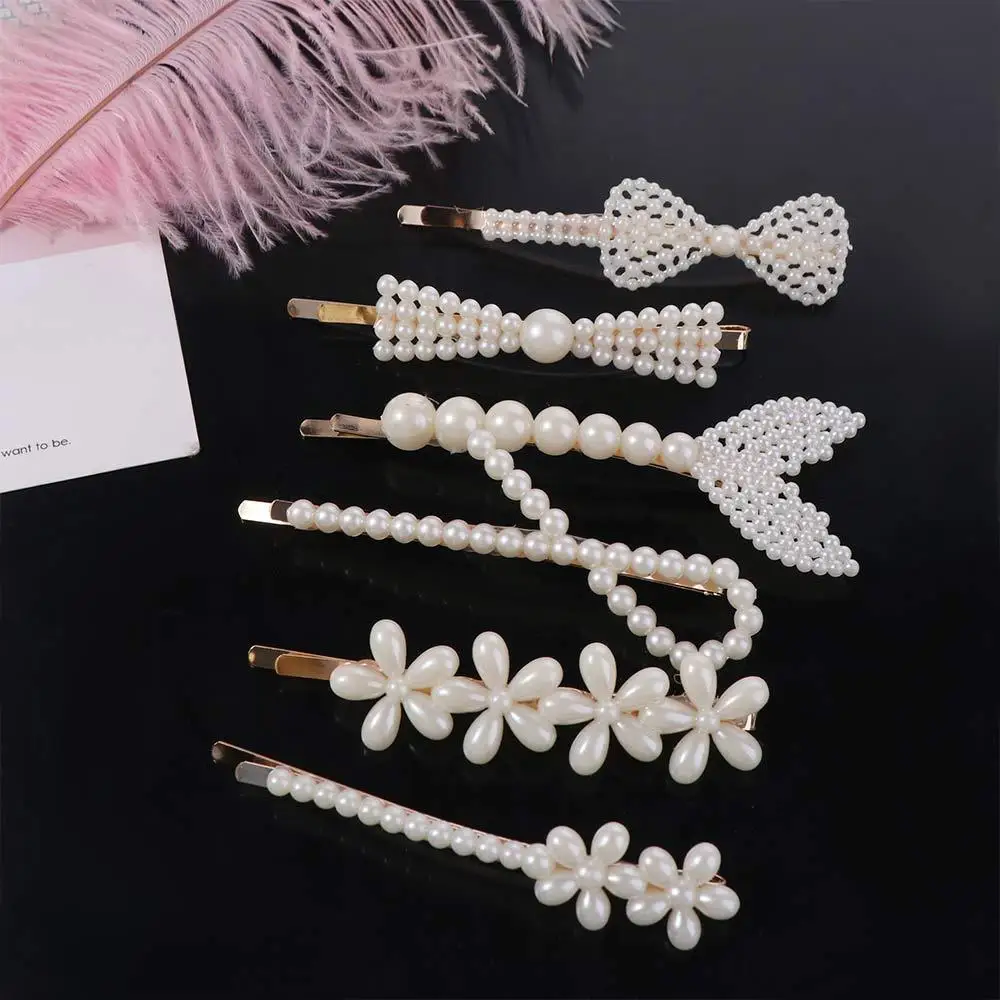 

18pcs/set Geometric Pearl Hairpin Set Side Clip Korean Style Alloy Hair Clips Hair Accessories Bangs Clip Duckbill Clips Women