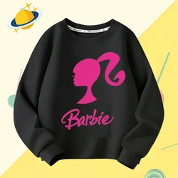 Barbie children's crew-neck hoodie Disney print Autumn Winter long-sleeved sweatshirt Boy Girl Kawaii Birthday gift Numbers 1-10