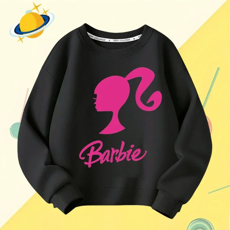 Barbie children's crew-neck hoodie Disney print Autumn Winter long-sleeved sweatshirt Boy Girl Kawaii Birthday gift Numbers 1-10