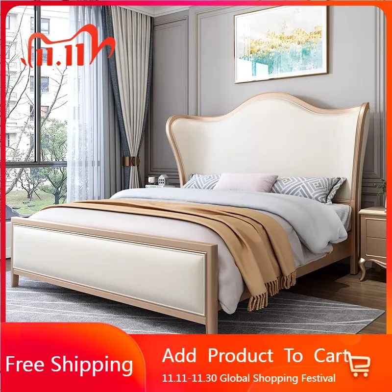 

Modern Luxury Bed Girls Design Simple Beauty European Bed Princess Sleeping Leather King Size Cama Solteiro Trendy Furniture