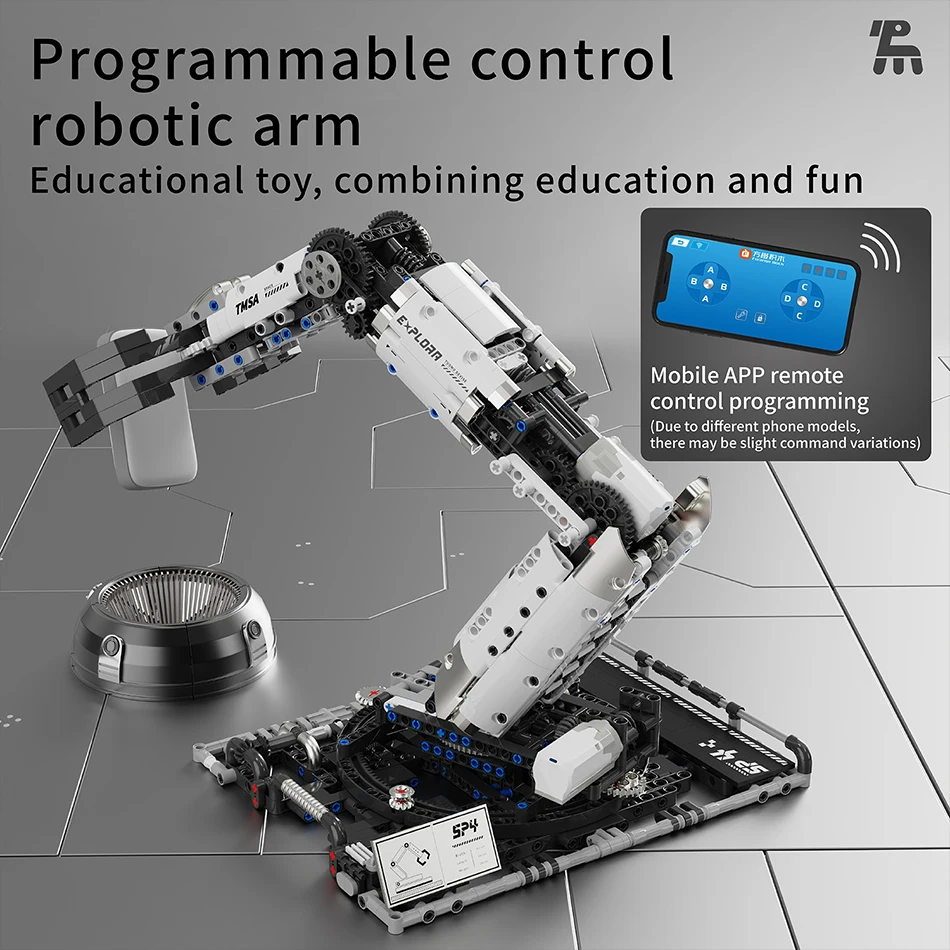 MOC Science Technical RC Robot Arm Model Building Blocks Bricks Kits APP RC Programming Educational Toys Children Birthday Gifts